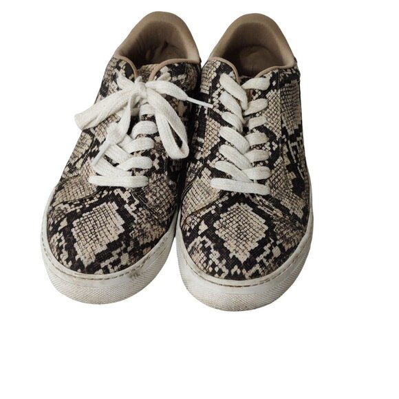 Steve Madden Snake Skin Print Brown Sneakers Fabric Women Size 8.5 M Lace Up - Picture 3 of 10